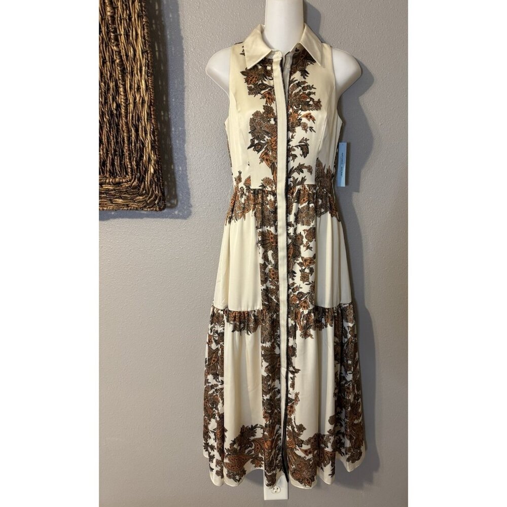 Antonio Melani Maxi Dress 0 XS Sleeveless Amber Waves Vanilla Sun Silky NEW $189 - Picture 6 of 14